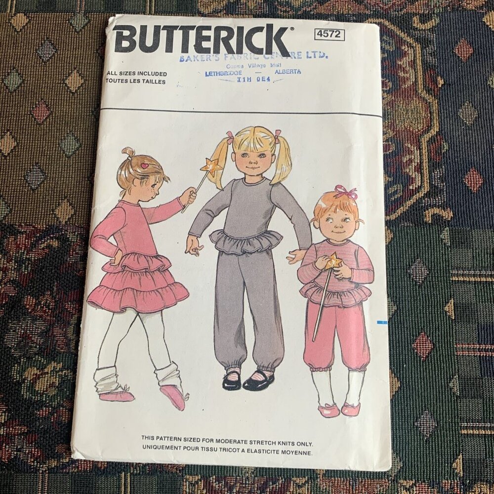Butterick 4572 Toddler’s Sewing Pattern - Top, Skirt, Pants & Knickers